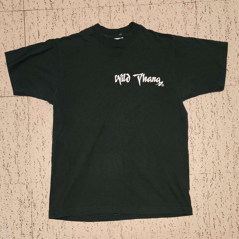 Wild Thang Dark Green Single Stitch Spellout T Shirt Vintage 90s